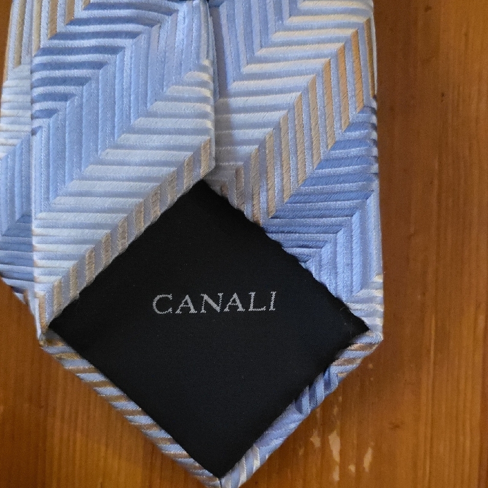 Canali Blue and Tan Striped Tie
